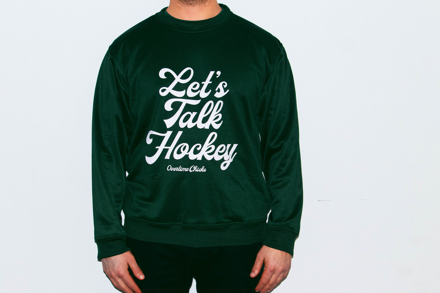 Let's Talk Hockey Green Crewneck